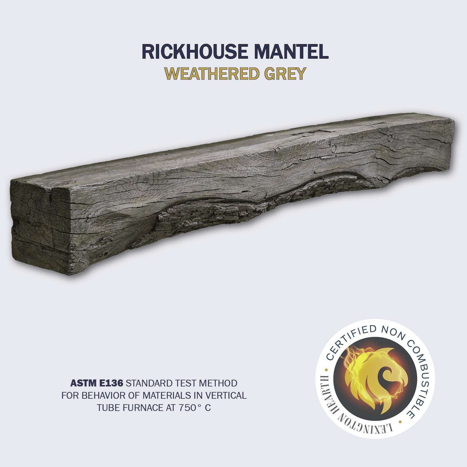 Rockface Limestone non‑combustible concrete mantel shelf with